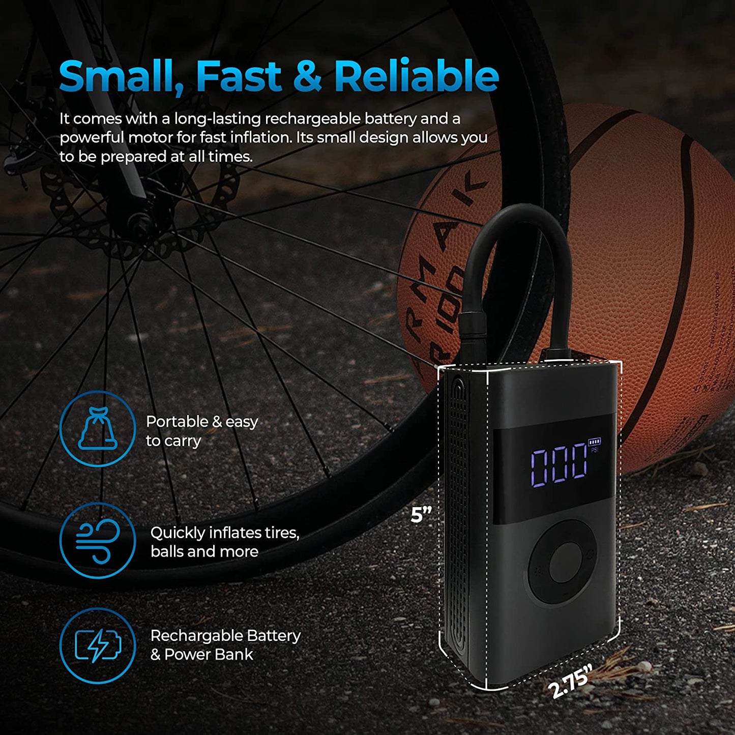 Portable Car Tire Inflator by AutoSky - Efficient Air Compressor