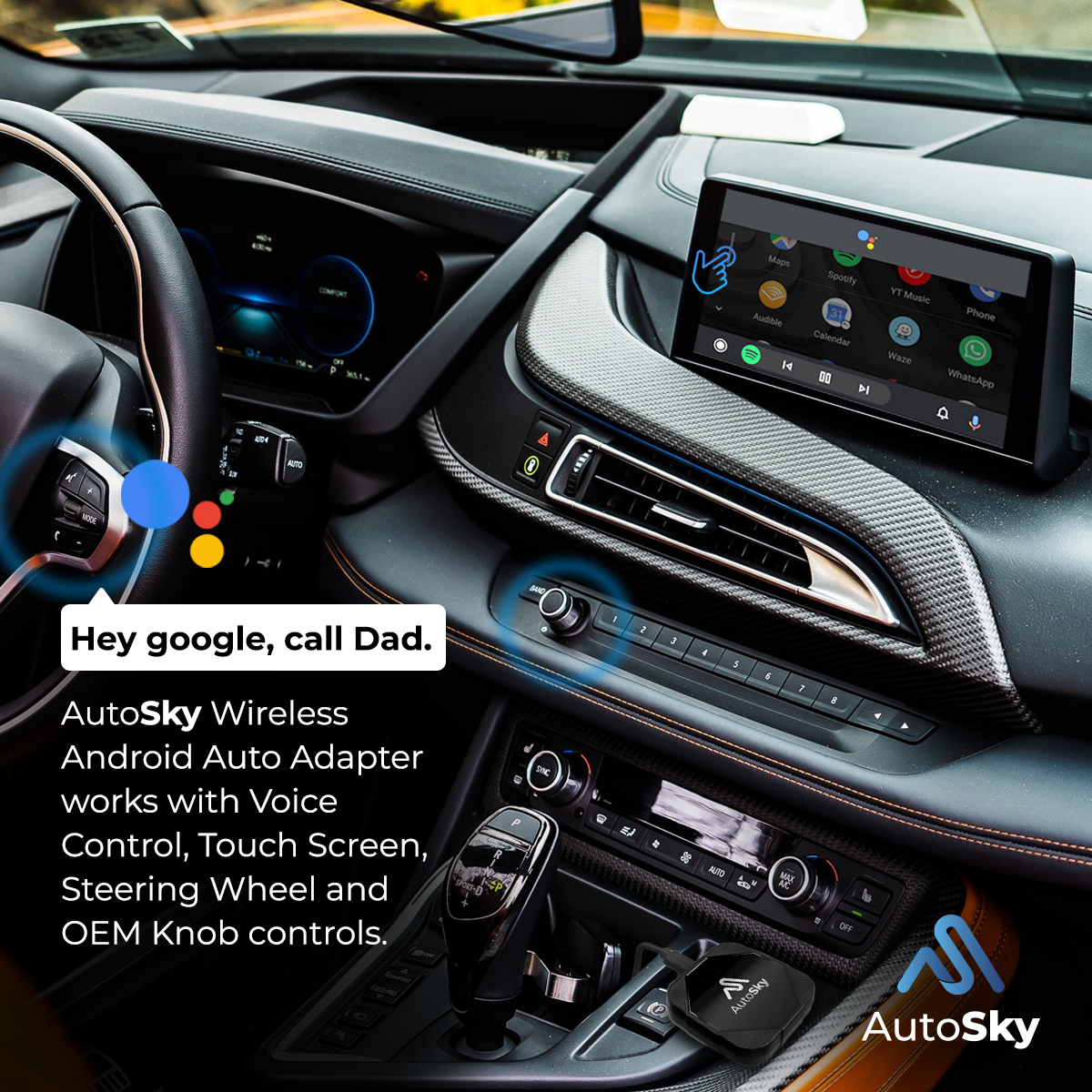 AutoSky Wireless Android Auto Car Adapter