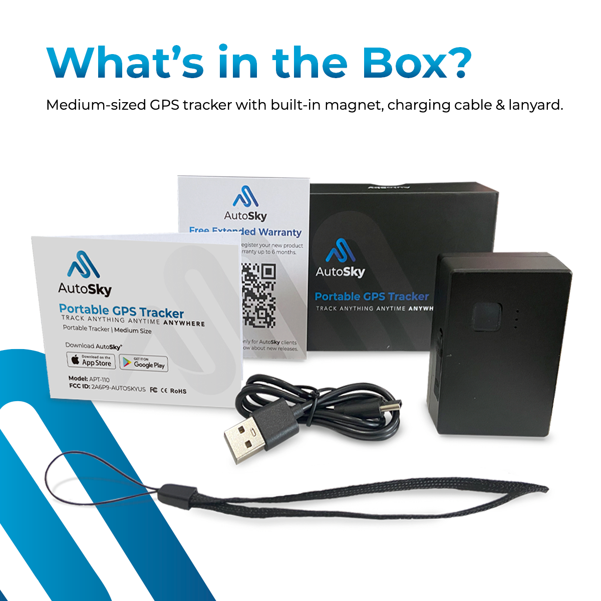 AutoSky Portable GPS Tracker - Model: APT-110 - Medium Size