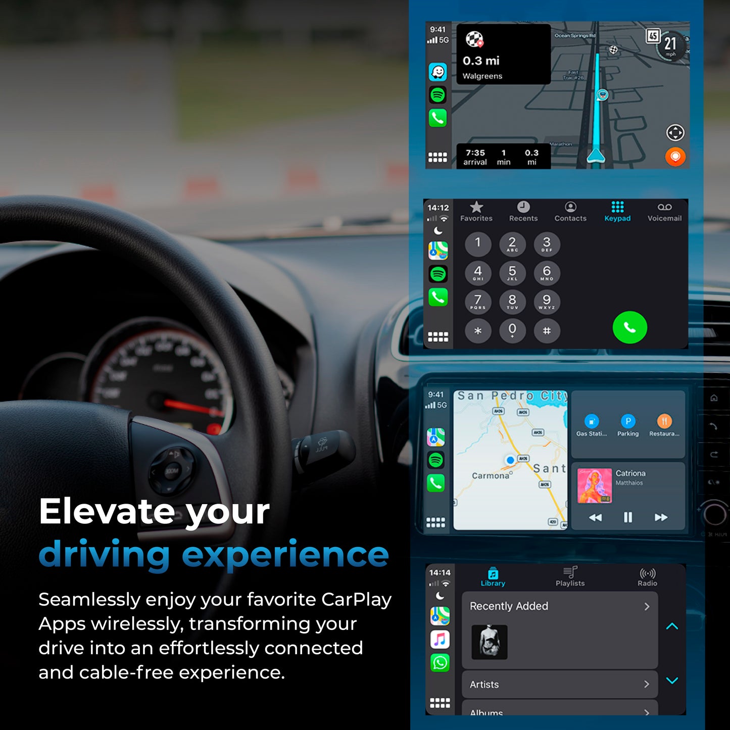AutoSky Wireless Carplay Adapter - Converts Wired to Wireless Carplay Dongle Plug & Play - Fit Cars 2015 or Newer with Factory Wired CarPlay - Micro Edition Black Matt