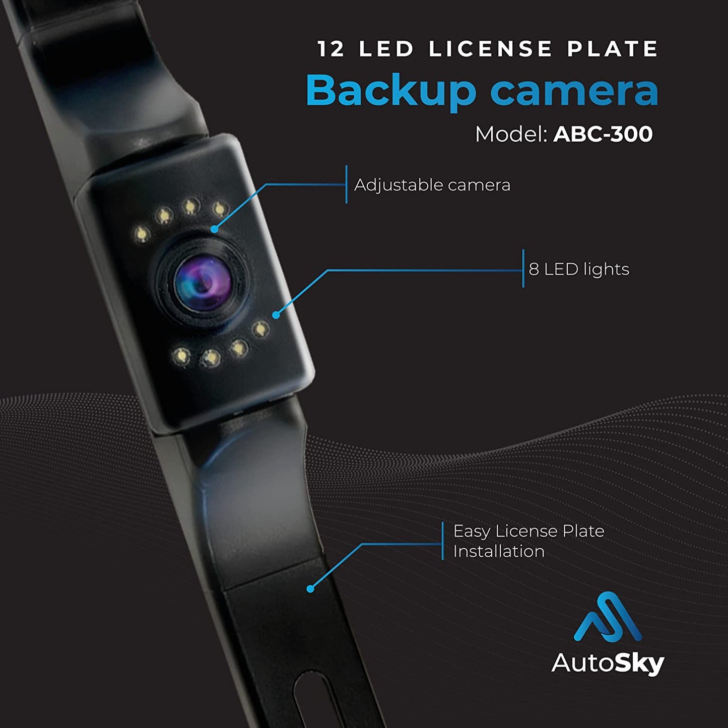 backup camera AutoSky Newest HD Back up Camera, 8 LED License Plate Reverse Camera