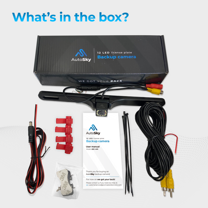 whats in the box AutoSky HD 12 LED License Plate Back up Camera